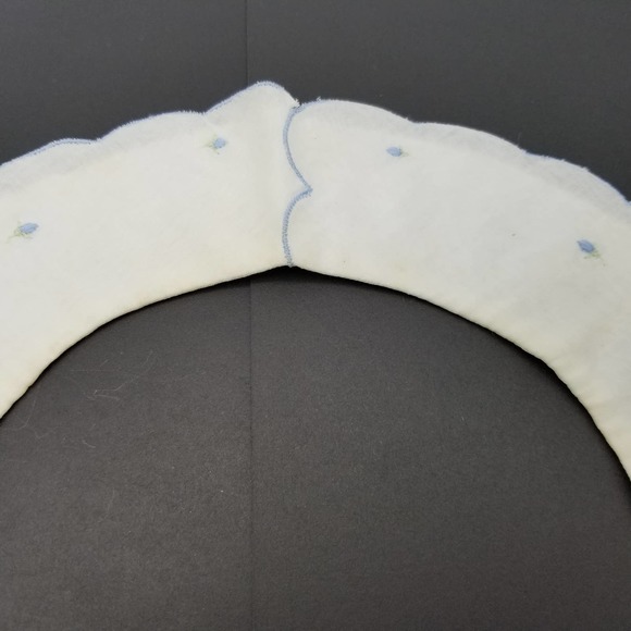 Vintage Silvercrest White Embroidered Collar Blue Flowers Floral MCM SIZE C - Picture 4 of 6